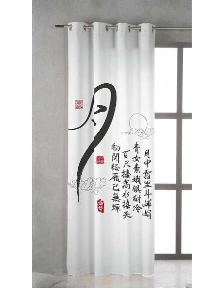 Tsuki Japanese Curtain with eyelets Kanji 100% cotton