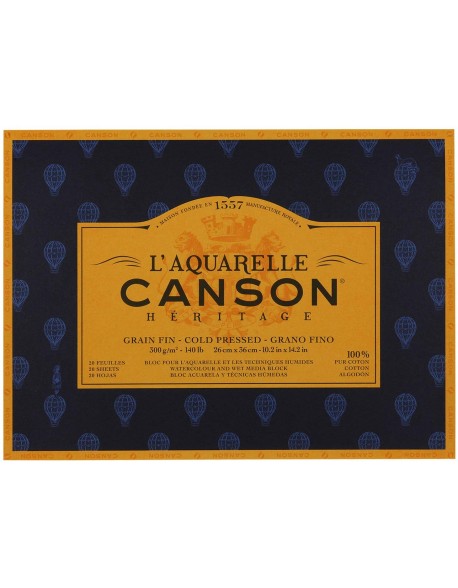 L’Aquarelle Canson Héritage Watercolour Block, Cold Pressed, 20 sheets 300 gr