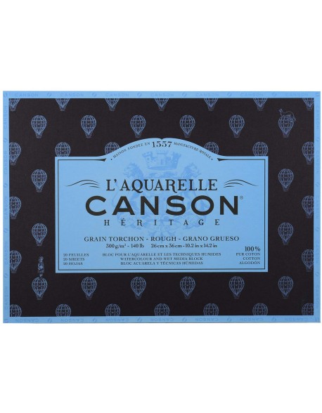 L’Aquarelle Canson Héritage Watercolour Block, Cold Pressed, 20 sheets 300 gr