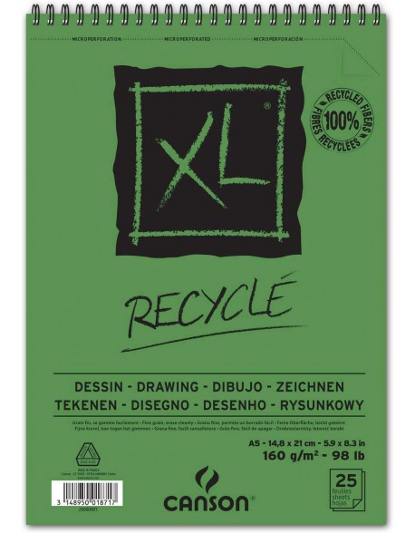 Canson XL Recycle, Bloc espiral,  160 g