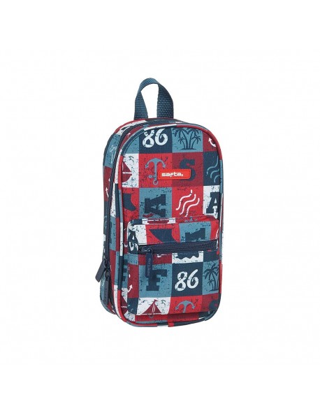Safta Red Vibes Plumier mochila 4 estuches llenos, 33 piezas, escolar