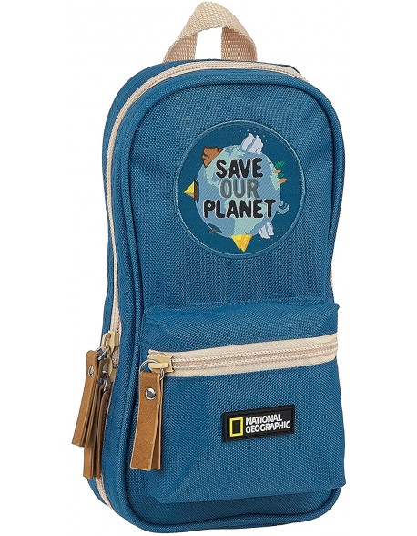 National Geographic Explorer Plumier mochila reciclable 4 estuches llenos, 33 piezas, escolar