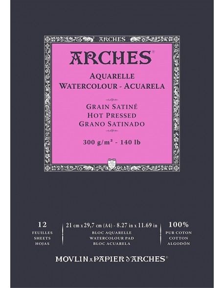 Arches Aquarelle Watercolour Pad, Cold Pressed, 12 sheets 300 gr