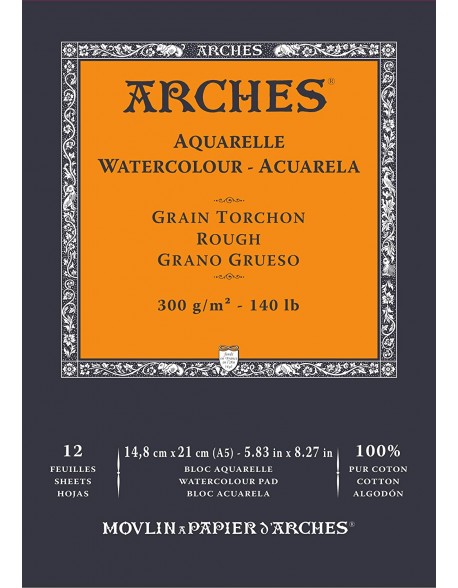 Arches Aquarelle Watercolour Pad, Rough, 12 sheets 300 gr