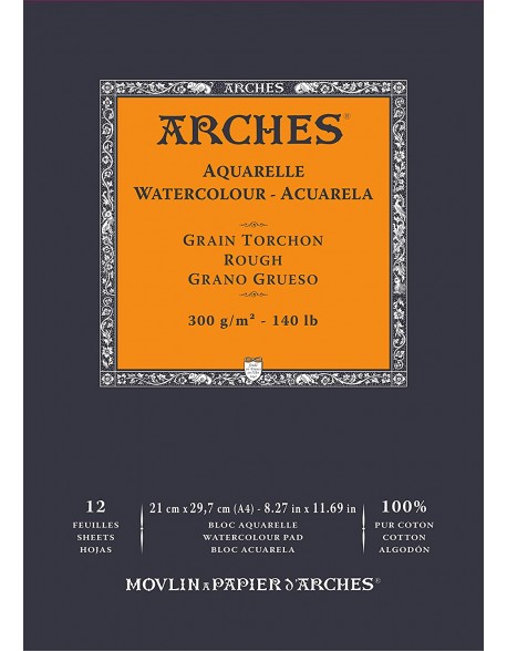 Arches Aquarelle Watercolour Pad, Rough, 12 sheets 300 gr