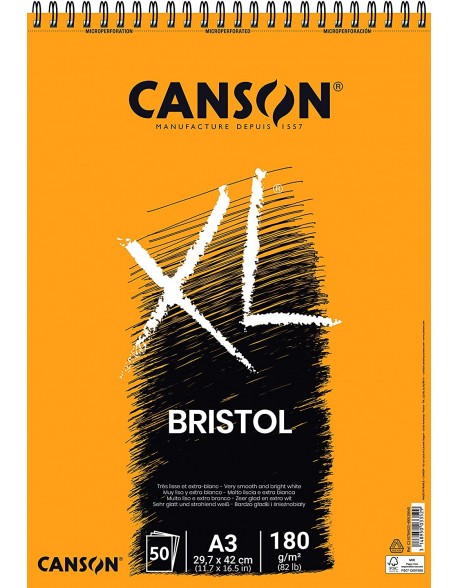 Canson XL Bristol, Bloc microperforado, 50 Hojas, 180g