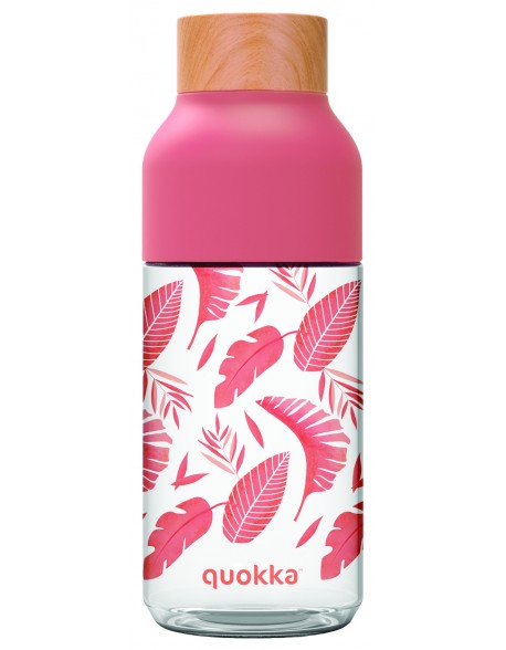 Quokka Tritan Ice Pink Botanical - Botella de agua reutilizable