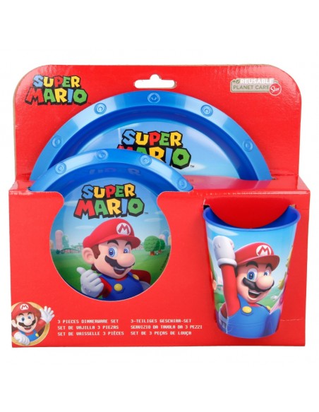 vaso cuenco y sandwichera cuchillo Vajilla infantil de 6 piezas de Super Mario para niños y niñas Super Mario - 6pcs tenedor Contiene plato 