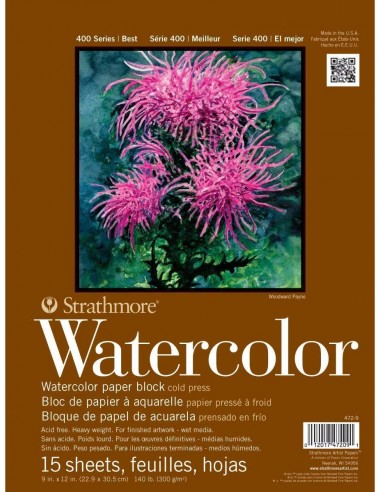 Strathmore Watercolor Álbum Acuarela, encolado a 4 lados, 15 hojas