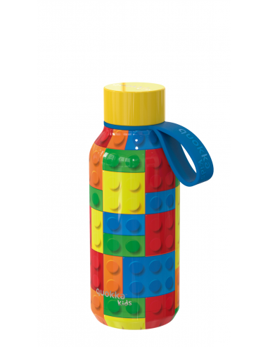 Quokka Kids Solid con colgador Color Bricks- Botella de agua reutilizable térmica