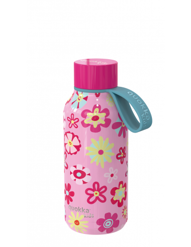 Quokka Kids Solid with strap Flowers - Thermal Reusable Water Bottle