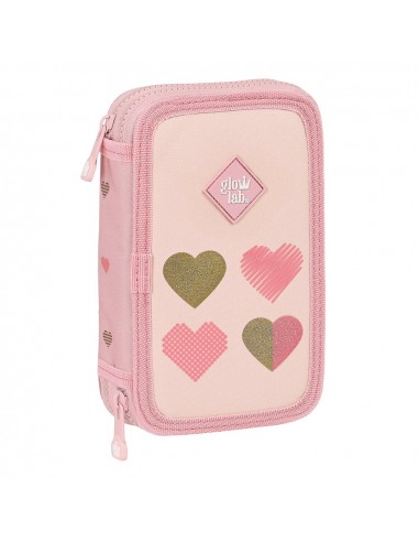Glowlab Hearts Double pencil case with 28 pieces