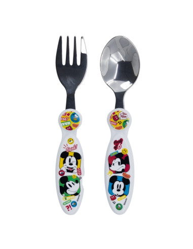 Mickey Mouse Fun-Tastic - Cubiertos Metálicos (Cuchara + Tenedor)