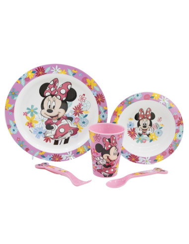 Minnie Mouse Spring Look Microondas 5 piezas Plato + Bol + Vaso + Cubiertos