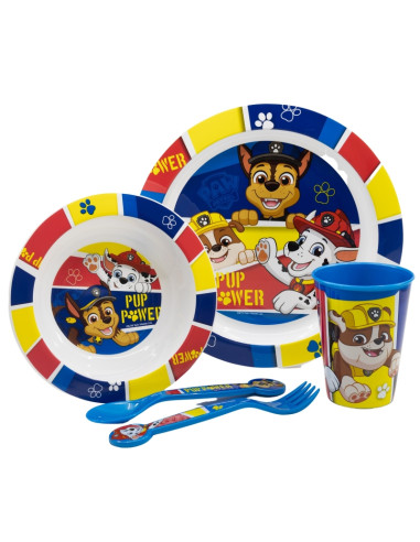Paw Patrol Pup Power Microwave Tableware 5 pieces plate + bowl + tumbler+ clutery