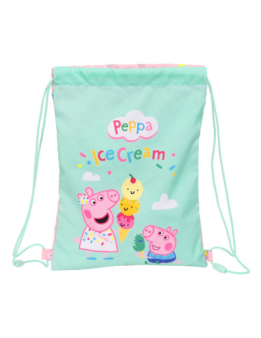 Peppa Pig Ice Cream Flat backpack bag with strings 26 x 34 cm