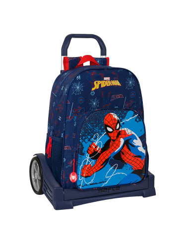 Spiderman Neon Mochila con carro ruedas Evolution, Trolley