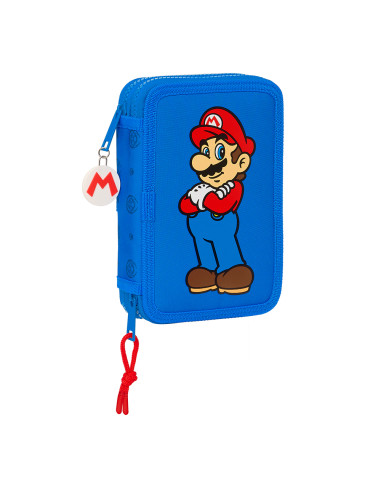 Super Mario Play Double pencil case with 28 pieces
