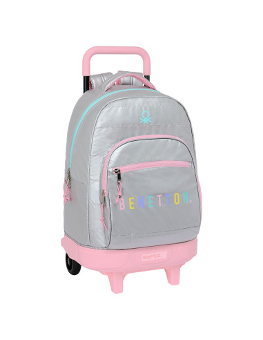 Benetton Silver Large backpack with trolley wheels